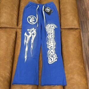 Hellstar Blue Yoga Sweatpants / Joggers Washed Blue / White Mens Size S, M, L